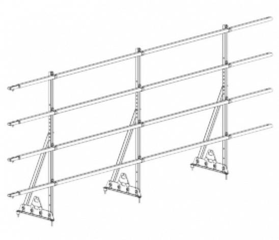 Ограждение кровельное под фальц, Н-1200/3000мм (4 трубы), ЦИНК, покраска ППП Медный антик (средний)
