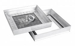 Люк напольный для прочистки ВК 250х250 алюминиевый со съемной крышкой и резиновым уплотнителем под облицовку