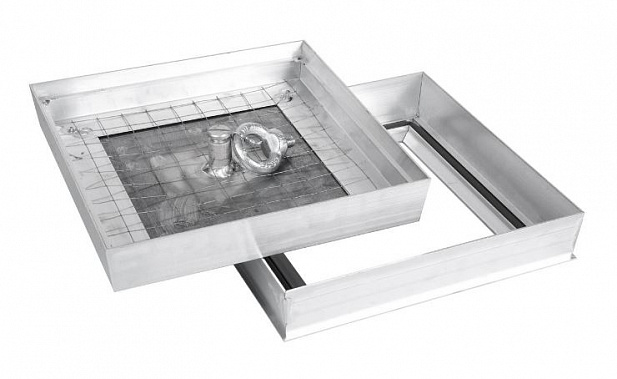 Люк напольный для прочистки ВК 250х250 алюминиевый со съемной крышкой и резиновым уплотнителем под облицовку